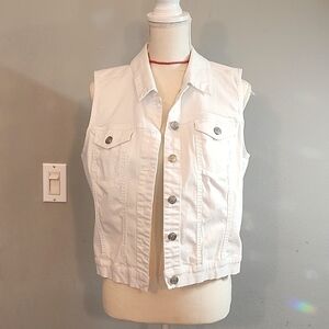 Ladies white denim vest